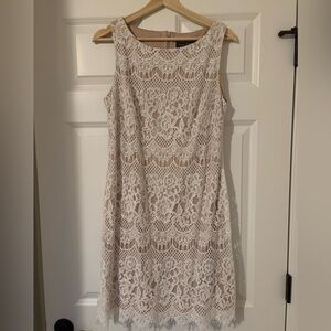 Jessica Howard Womens Sleeveless Boat Neck Lace Shift Mini Dress - size 10